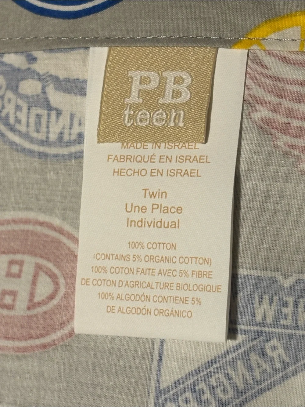 Pottery Barn Teen NHL Logos Cotton Pillowcase - Gray with Multicolor Team Crests